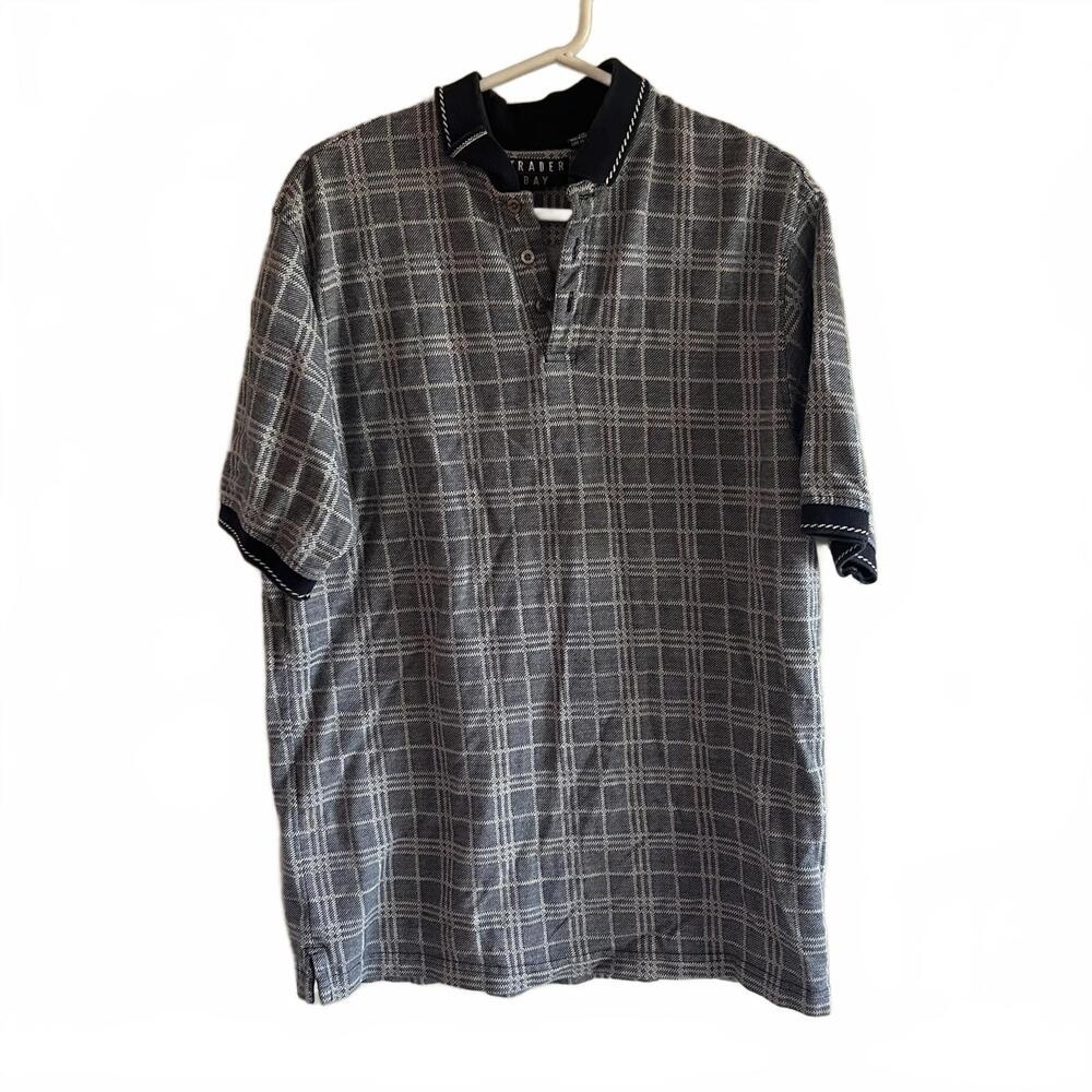 Size L- Men's ‎ Trader Bay Short Sleeve Polo Shirt - Plaid Pattern -